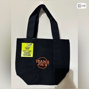 Trader Joe's Halloween Black Canvas Mini Tote NWT